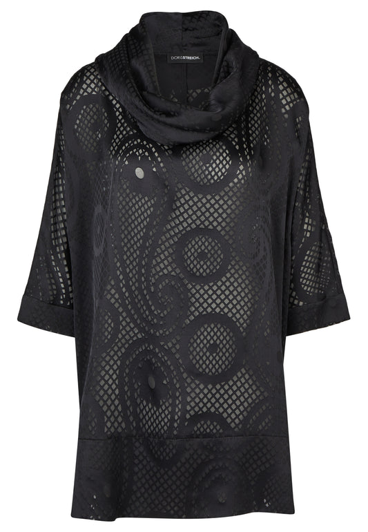 Bluse mit partiell transparentem tonigen Paisley-Print