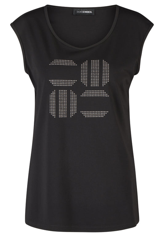 Top aus Jersey mit Metallplättchen-Motiv