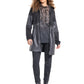 Long-Jacke mit Hoodie aus Lederimitat
