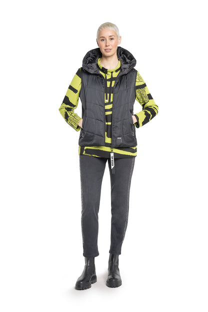 Stepper-Weste ärmellos mit Hoodie aus Nylon dünn wattiert