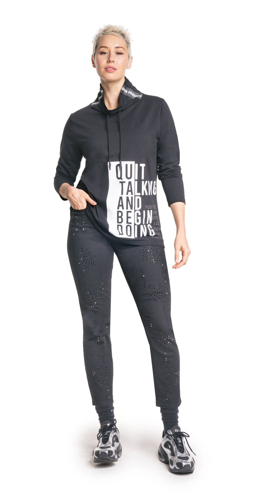 Jeans Hose mit schwarzem Strass