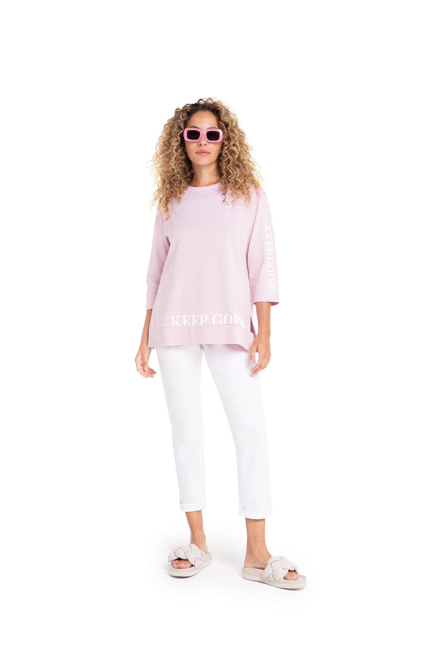 Sweatshirt mit Motivprints und 3/4-Ärmeln