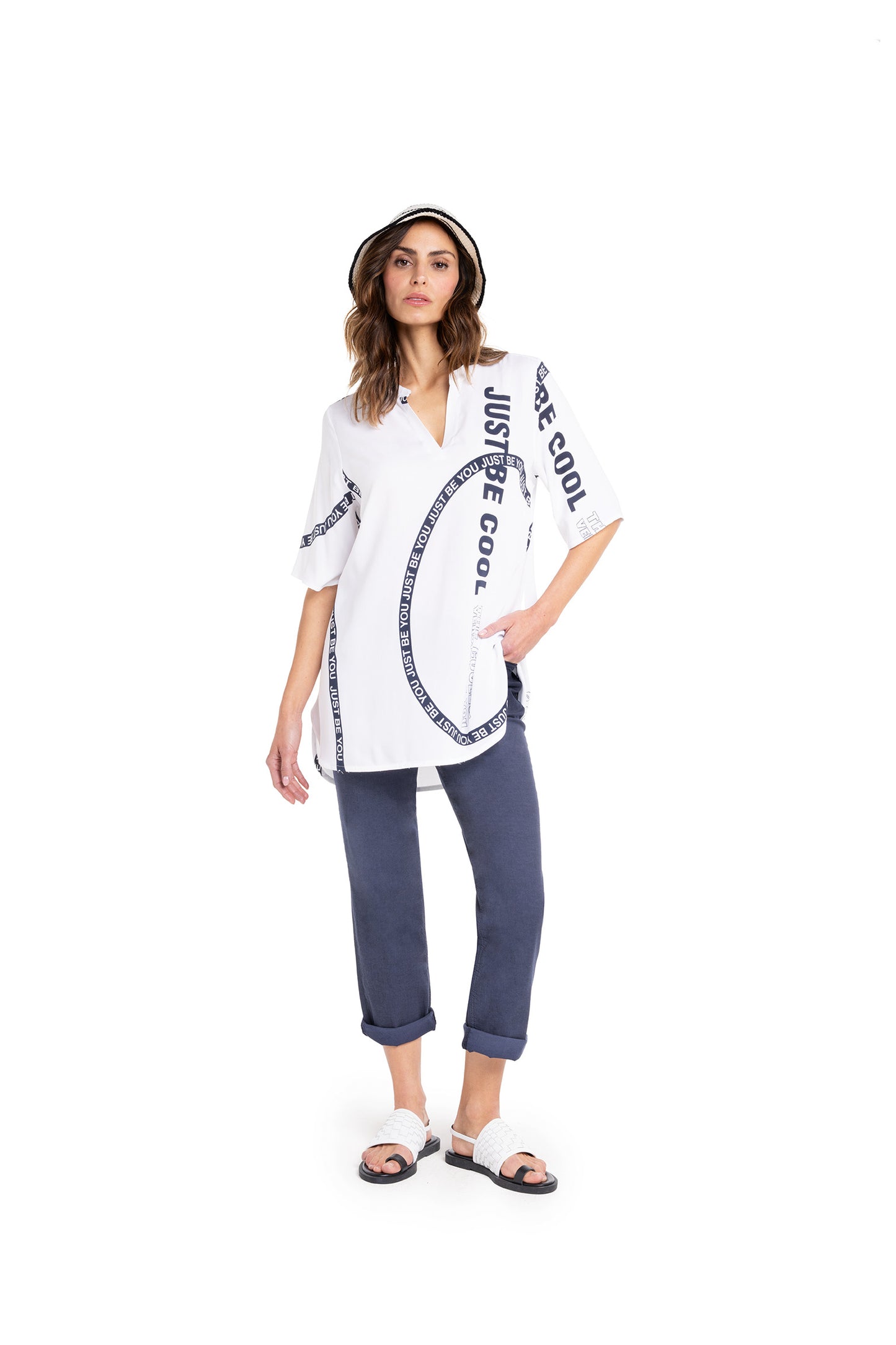 Schlupfbluse mit Allover-Muster