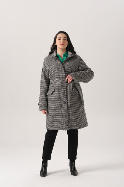 Kapuzenmantel mit Taillengürtel